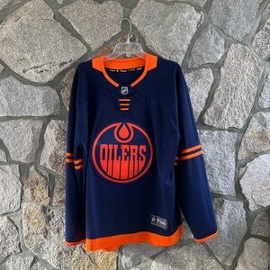 Oilers Navy and Orange Men's Jersey